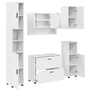 vidaXL Bathroom Furniture Set 5 pcs High Gloss White