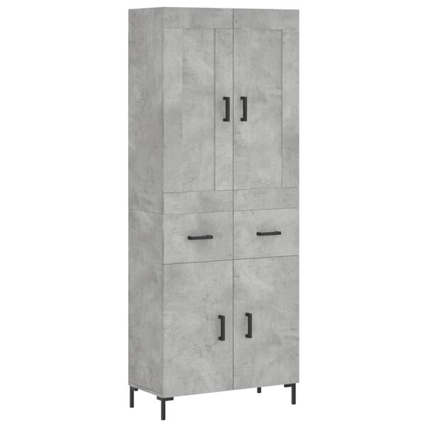 vidaXL Highboard Concrete Grey 69.5x34x180 cm Engineered Wood