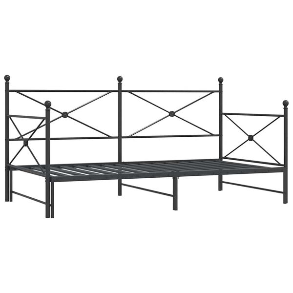 vidaXL Daybed with Trundle without Mattress Black 100x200 cm Steel