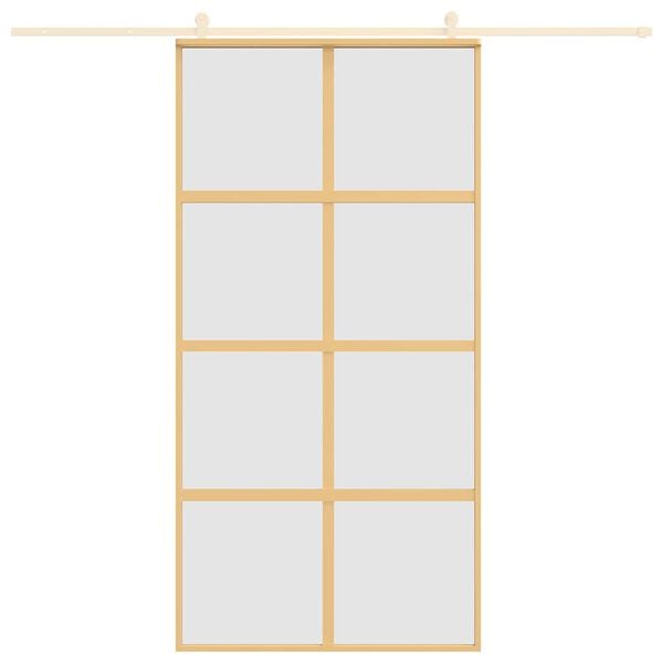 vidaXL Sliding Door Gold 102.5x205 cm Frosted ESG Glass and Aluminium