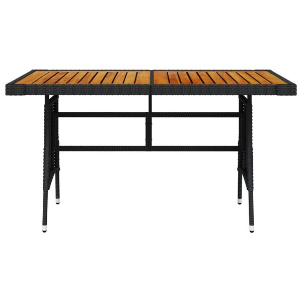 vidaXL Garden Table Black 130x70x72 cm Poly Rattan & Solid Acacia Wood