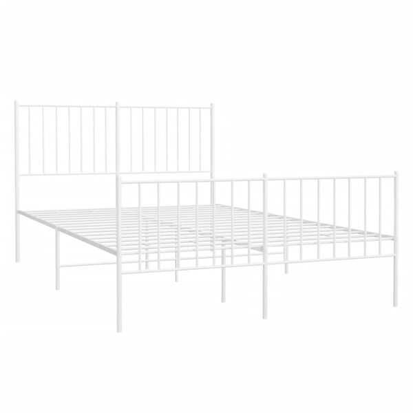 vidaXL Metal Bed Frame without Mattress with Footboard White 120x200cm