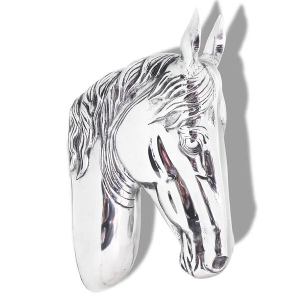 vidaXL Horse Head Decoration Wall-Mounted Aluminium Silver