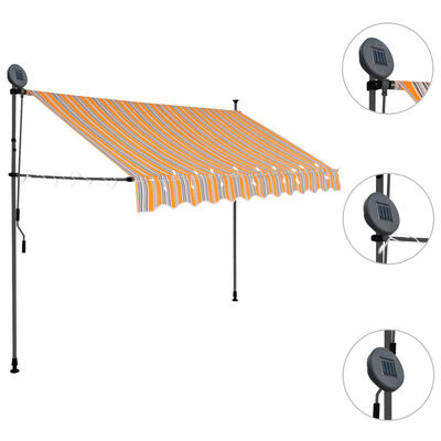 vidaXL Manual Retractable Awning with LED 300 cm Yellow and Blue