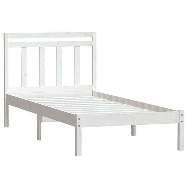 vidaXL Bed Frame without Mattress White Solid Wood 90x200 cm (810003+814075)