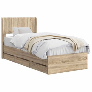 vidaXL Bed Frame with Storage and Headboard Sonoma Oak 90 x 200 cm
