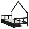 vidaXL Kids Bed Frame with Drawers Black 90x190 cm Solid Wood Pine
