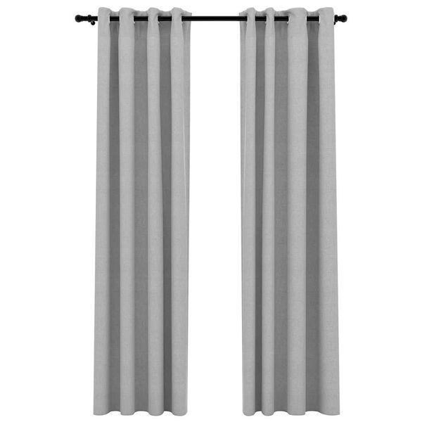 vidaXL Linen-Look Blackout Curtains with Grommets 2pcs Grey 140x245cm