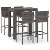 vidaXL 5 Piece Outdoor Bar Set with Armrest Poly Rattan Grey