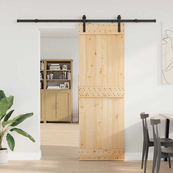 vidaXL Sliding Door with Hardware Set 70x210 cm Solid Wood Pine