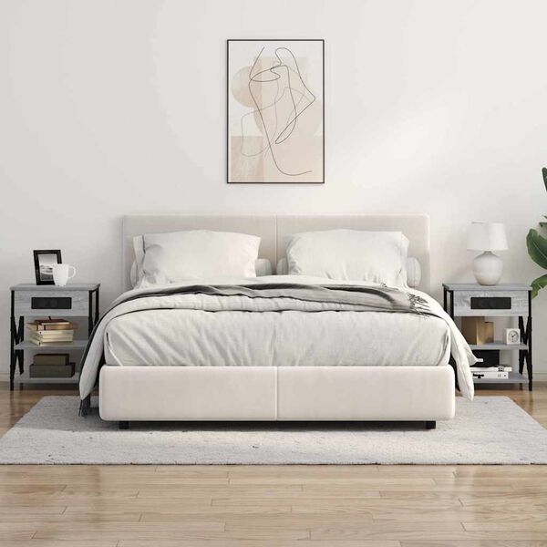 vidaXL Bedside Cabinet with Shelf 2 pcs Grey Sonoma 41 x 31 x 51 cm