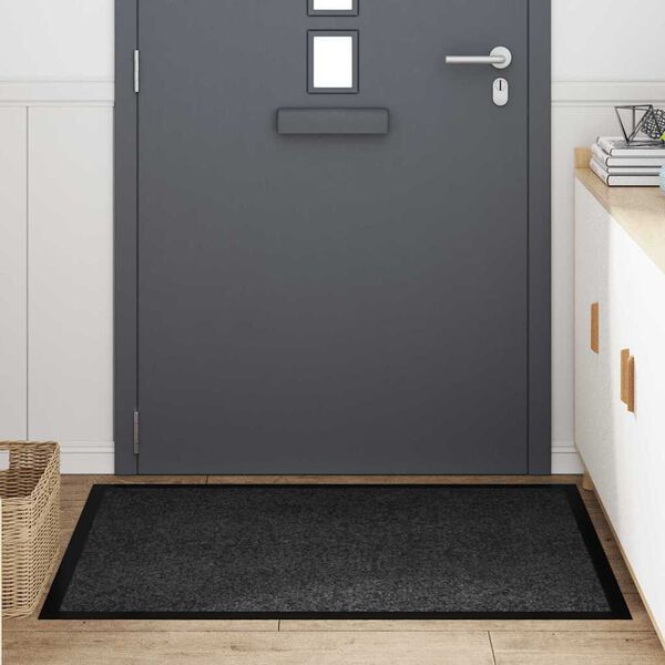 vidaXL Door Mat Anthracite 120 x 80 x 1.2 cm Teddy Fabric