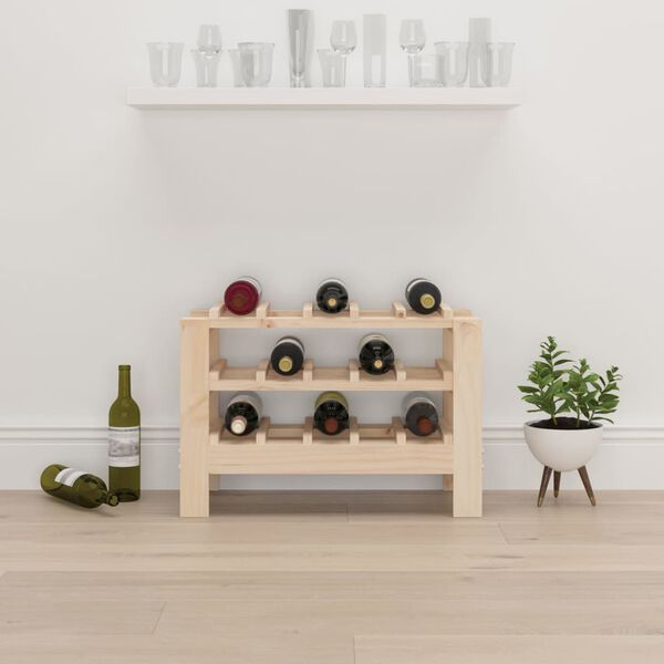 vidaXL Wine Rack 61.5x30x42 cm Solid Wood Pine