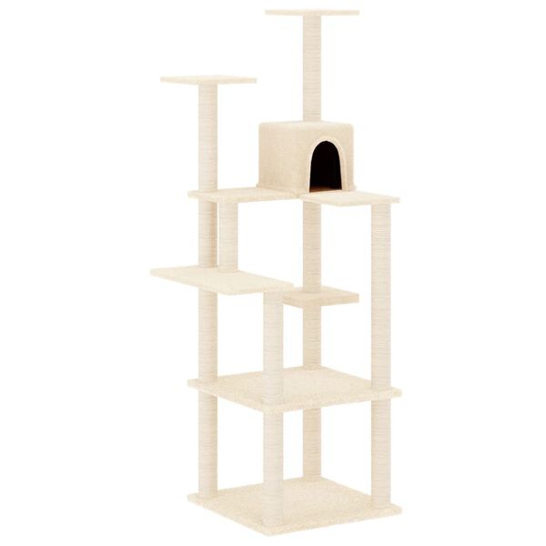 vidaXL Cat Tree with Sisal Scratching Posts Cream 153 cm