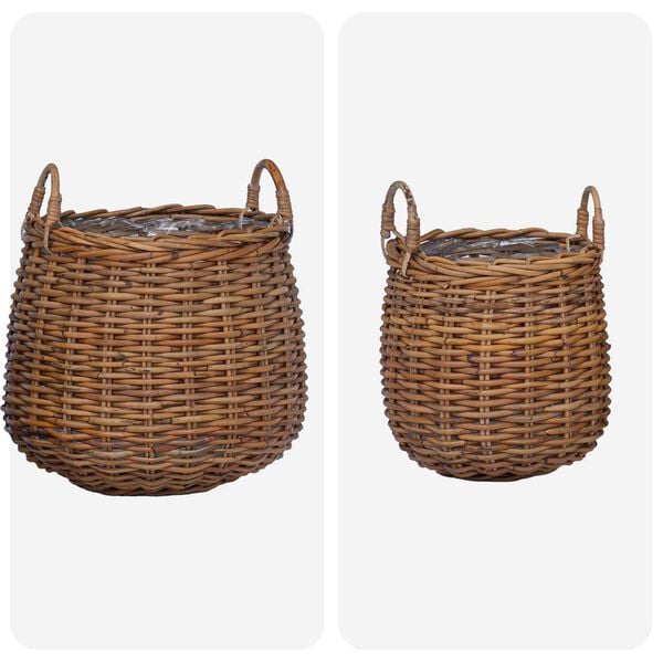 vidaXL Planter Basket with Storage 2 pcs Brown Lacak Rattan