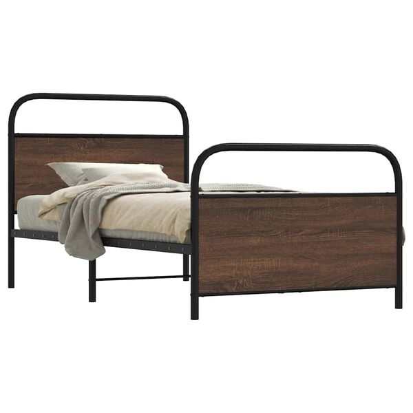 vidaXL Bed Frame Without Mattress 90x190 cm Single Brown Oak Engineered Wood