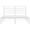 vidaXL Metal Bed Frame without Mattress with Headboard White 150x200cm