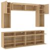 vidaXL 6 Piece TV Wall Cabinet Set with LED Lights Sonoma Oak