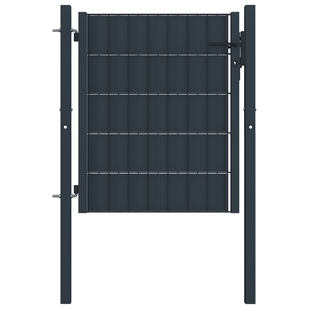 vidaXL Fence Gate PVC and Steel 100x101 cm Anthracite