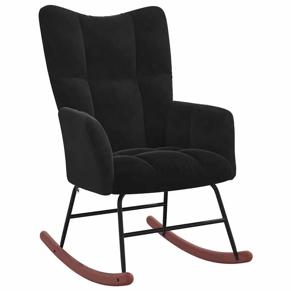 vidaXL Rocking Chair with Footstool 2 pcs Black Velvet