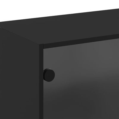 vidaXL Wall Cabinet with Glass Doors Black 68x37x68.5 cm
