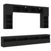 vidaXL 8 Piece TV Wall Cabinet Set with LED Lights Black