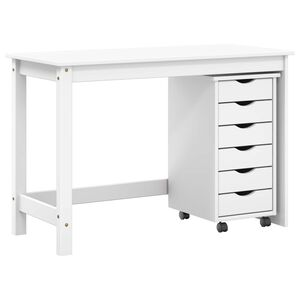 vidaXL Desk and Rolling Cabinet Set MOSS 2 pcs White
