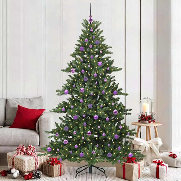 vidaXL Artificial Hinged Christmas Tree Green 210 cm PVC and Steel