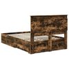 vidaXL Bed Frame with Drawer Smoked Oak 135 x 190 cm Engineered Wood