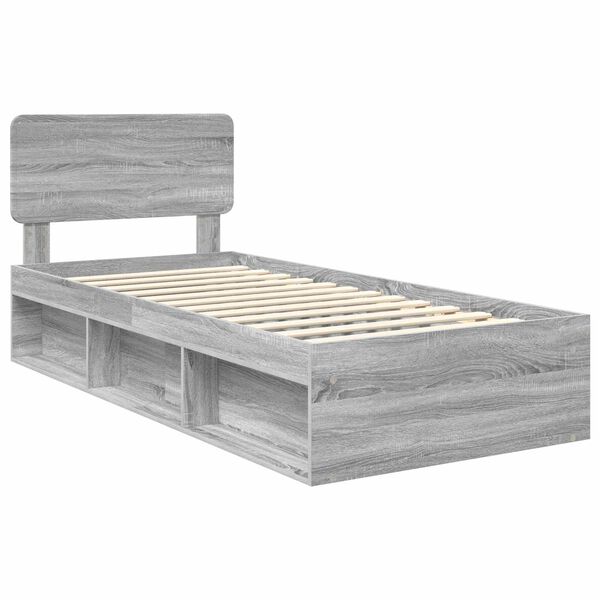 vidaXL Bed Frame Grey Sonoma 90 x 190 cm Solid Pine Wood