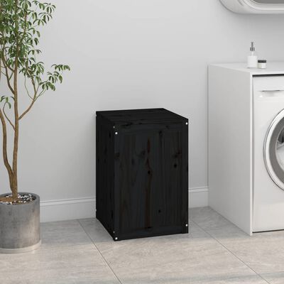 vidaXL Laundry Box Black 44x44x66 cm Solid Wood Pine