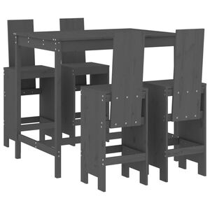 vidaXL 5 Piece Garden Bar Set Grey Solid Wood Pine