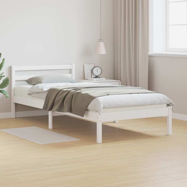 vidaXL Bed Frame White 225.5 x 85.5 x 69.5 cm Solid Pine Wood