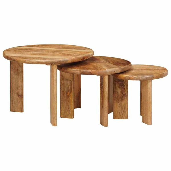 vidaXL Nesting Coffee Tables 3 pcs Brown Solid Mango Wood