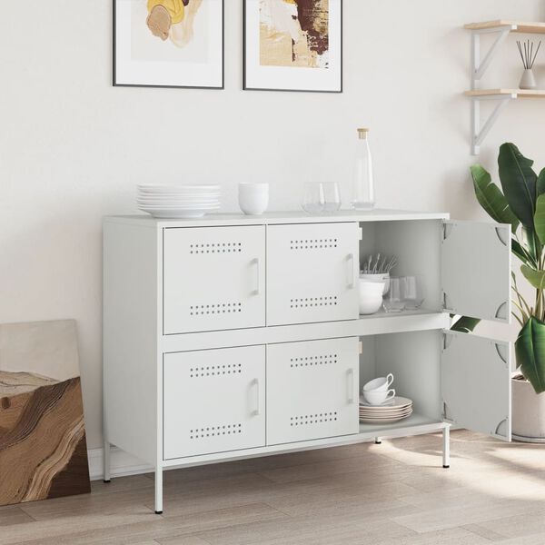 vidaXL Sideboard White 100.5x39x79 cm Steel