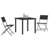 vidaXL Garden Dining Set Folding 3 pcs Black Powder-Coated Steel