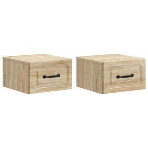 vidaXL Wall-Mounted Bedside Cabinet 2 pcs Sonoma Oak 34.5 x 33 x 20 cm