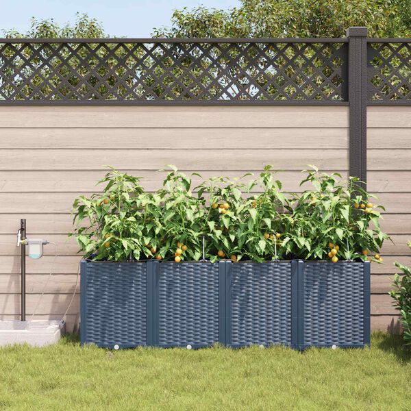 vidaXL Garden Planter 4 pcs Grey 160 x 40 x 52 cm Plastic