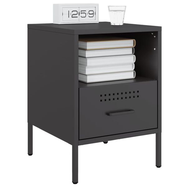 vidaXL Bedside Cabinets 2 pcs Black 36x39x50.5 cm Steel