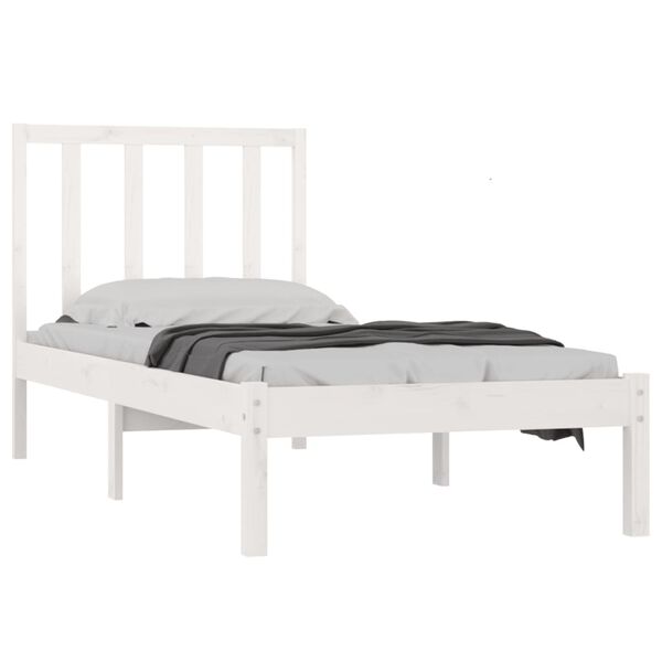 vidaXL Bed Frame without Mattress White Solid Wood Pine 90x190 cm Single Single