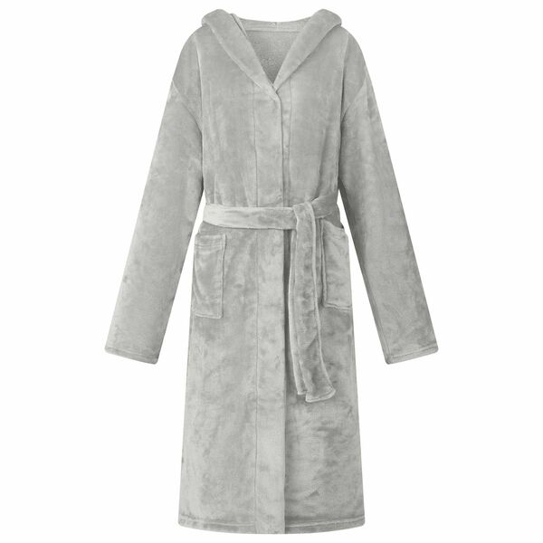 vidaXL Bathrobe Hoodie Grey L Flannel