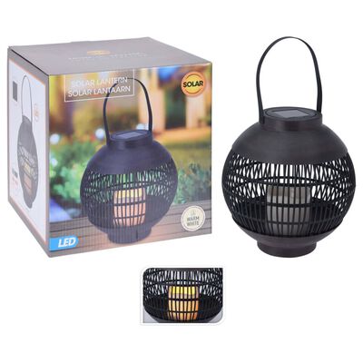 ProGarden LED Solar Lantern Rattan with Candle Black