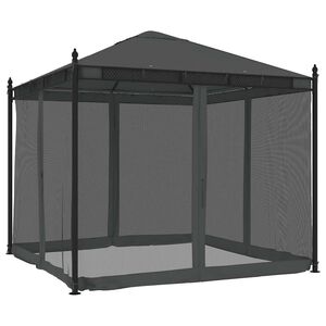 vidaXL Gazebo with Mesh Walls Anthracite 2.93x2.93 m Steel