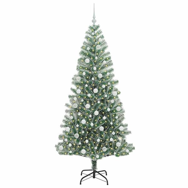 vidaXL Artificial Christmas Tree Snow Flocked with LED Light 210 cm
