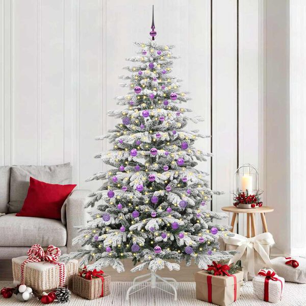 vidaXL Artificial Hinged Christmas Tree White 210 cm PE and PVC