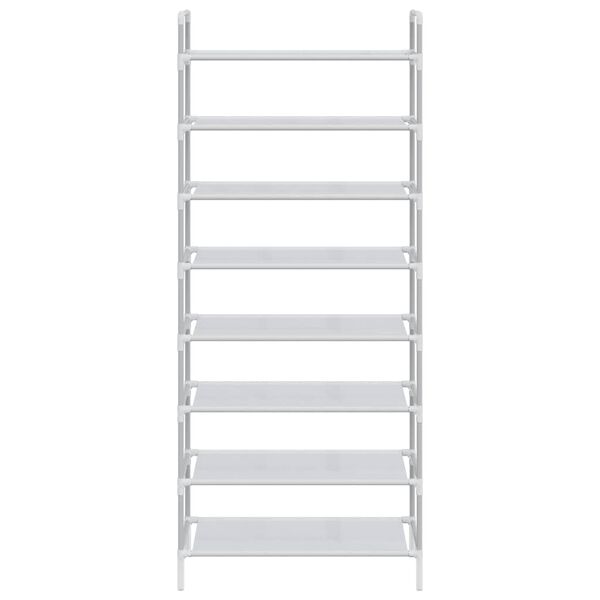 vidaXL Shoe Rack with 8 Shelves Metal and Non-woven Fabric Silver