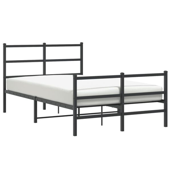 vidaXL Metal Bed Frame without Mattress with Footboard Black 120x200cm