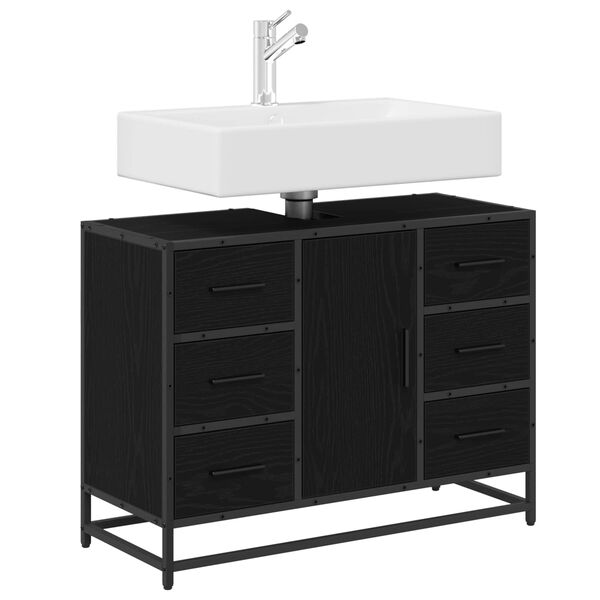 vidaXL Bathroom Cabinet Black Oak 80 x 33 x 60 cm Engineered Wood
