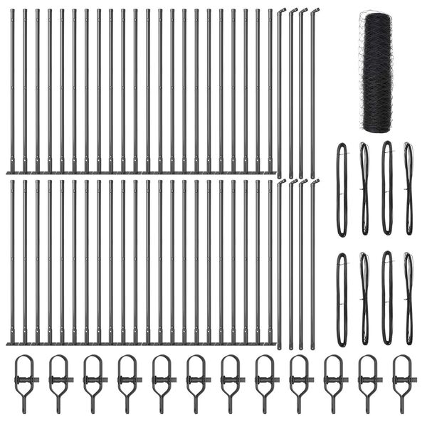 vidaXL Fence with Posts Grey 0.8 x 100 m PVC-coated steel