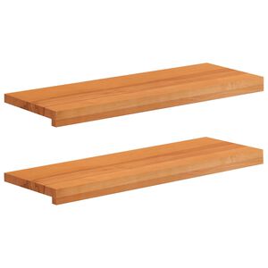 vidaXL Stair Treads 2 pcs 80 x 25 x 2 cm Light Brown Solid Beech Wood